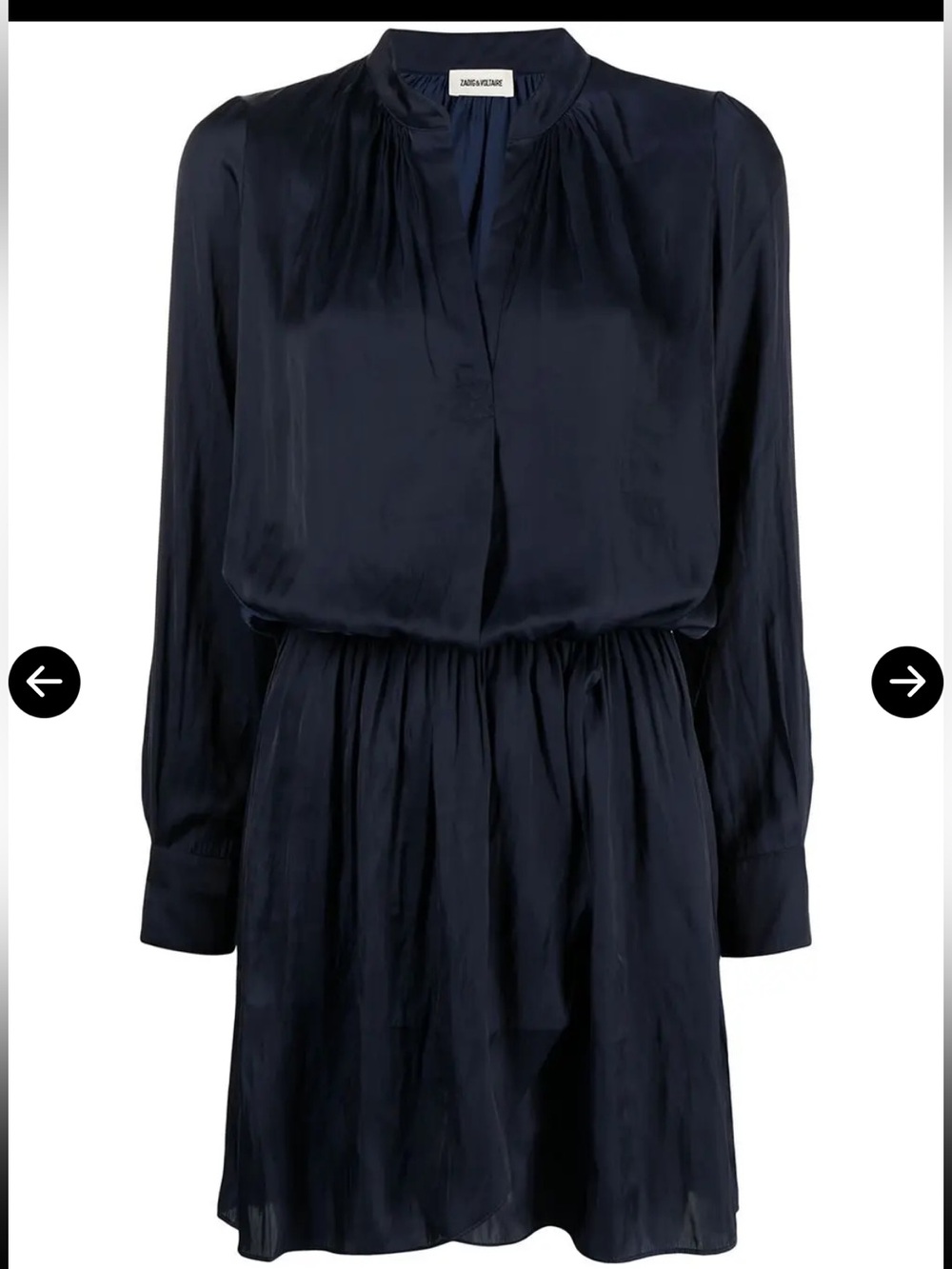 Zadig & Voltaire Long-Sleeve Navy Satin Mini Dress